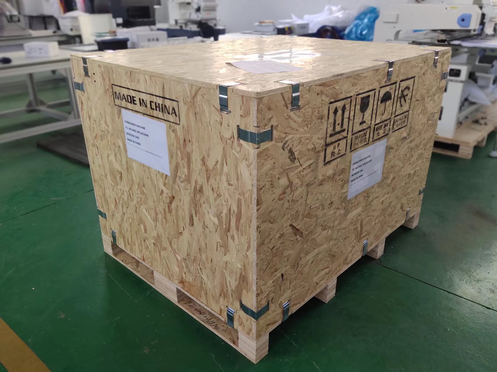 Wooden box packaging of the BAi embroidery machine