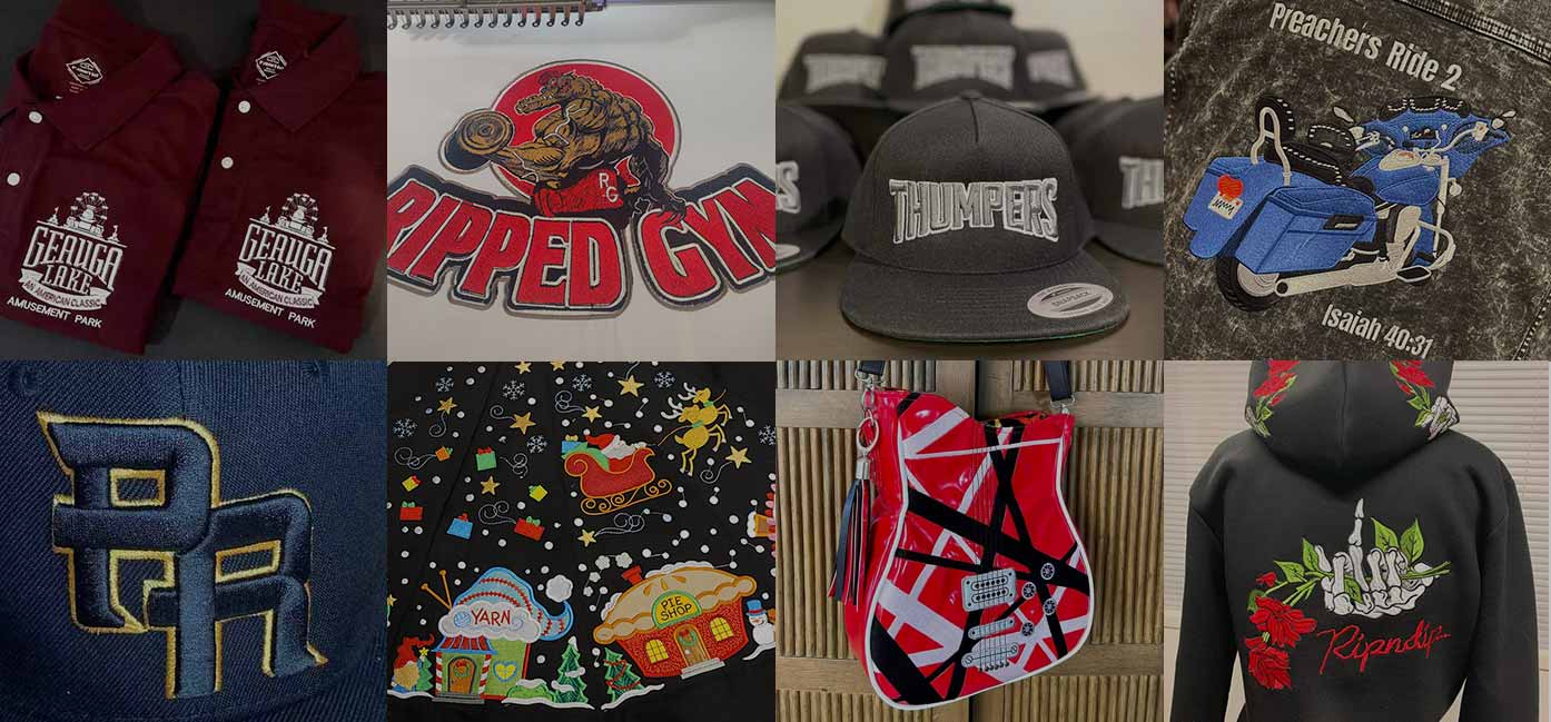 The Vision embroidery machine can be used to embroider a wide variety of items including hats, clothing, bags, jackets, leather, shoes, patches, and more.