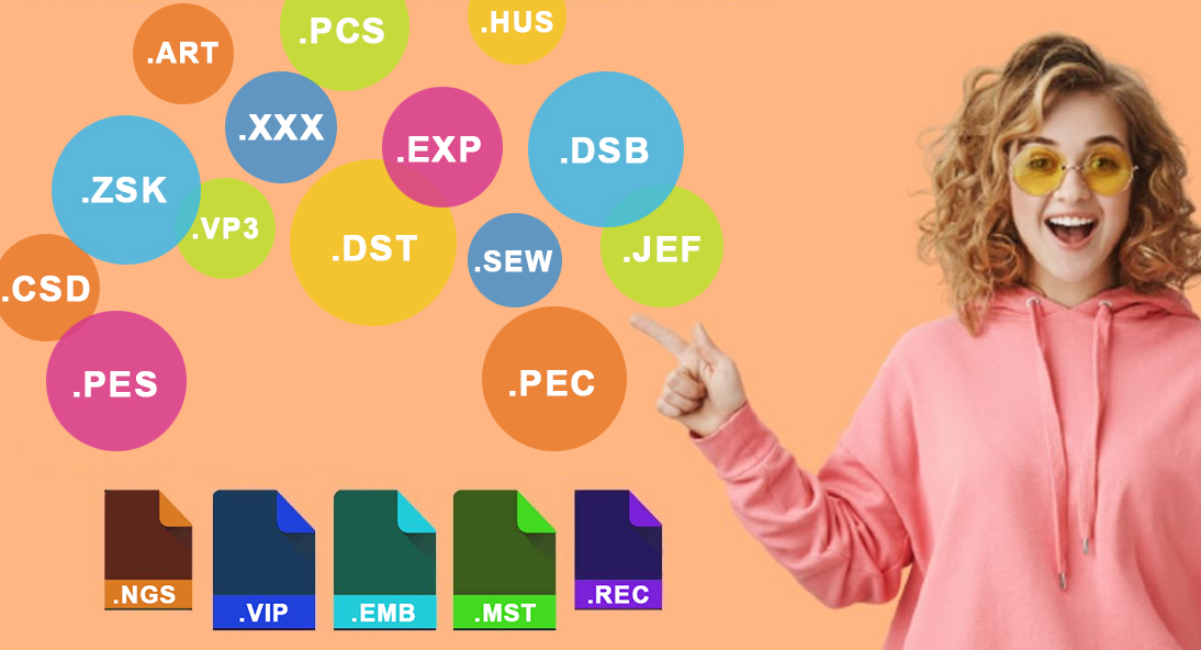 Various types of embroidery formats