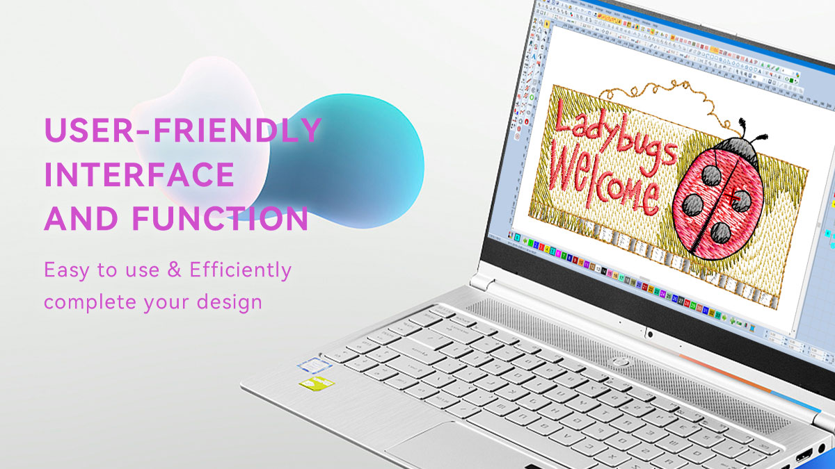 The interface of embroidery digitizing software.