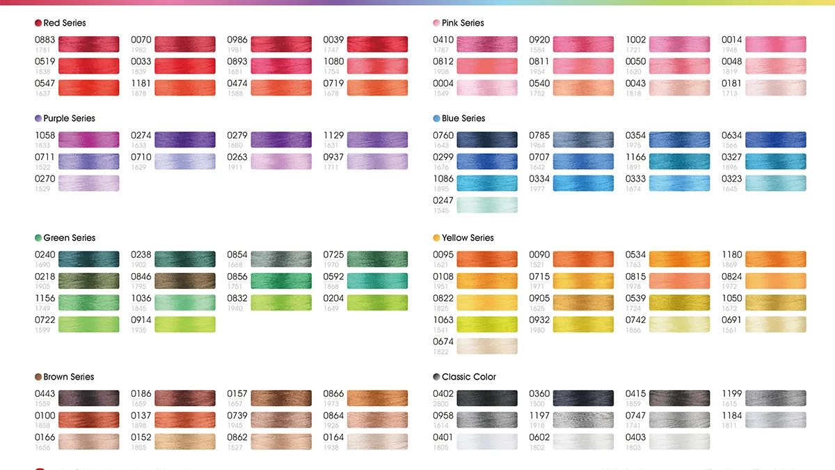 The full set of embroidery thread colors