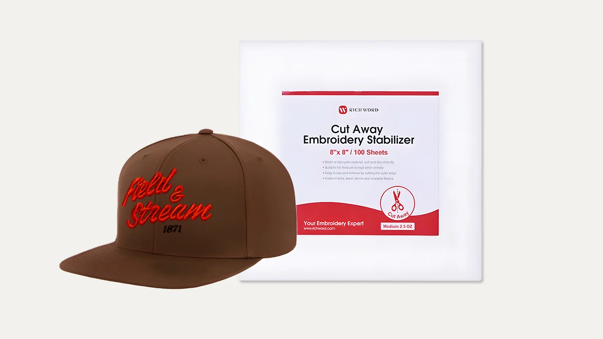 Cutaway stabilizer is suitable for complex or large embroidery designs and hats that require long-term stability.