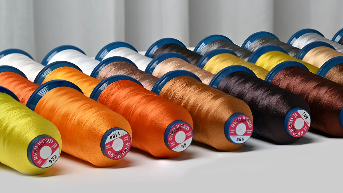 High-quality embroidery threads in various colors.